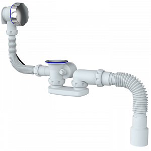 Сифон-автомат для ванны и глубокого поддона с переливом и гибким отводом в канализацию UNICORN S102