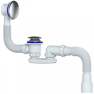 Сифон для ванны и глубокого поддона системы easyopen, с переливом и гибким отводом в канализацию UNICORN S122E