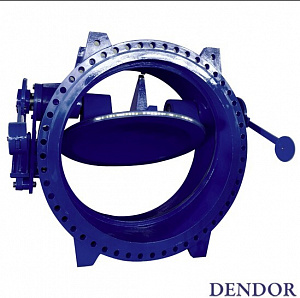 Клапан обратный поворотный фланцевый с двумя эксцентриситетами с рычагом и противовесом Dendor 015F.PV