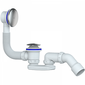 Сифон для ванны и глубокого поддона системы easyopen, с переливом и отводом в канализацию UNICORN S121E