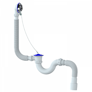 Сифон для ванн и глубокого поддона с прямоточным переливом и гибким отводом в канализацию UNICORN S32