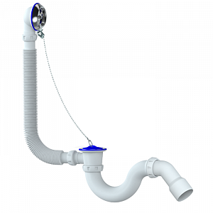 Сифон для ванн и глубокого поддона с прямоточным переливом и отводом в канализацию UNICORN S33