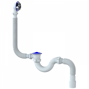 Сифон для ванн и глубокого поддона с прямоточным переливом и гибким отводом в канализацию UNICORN S32Р